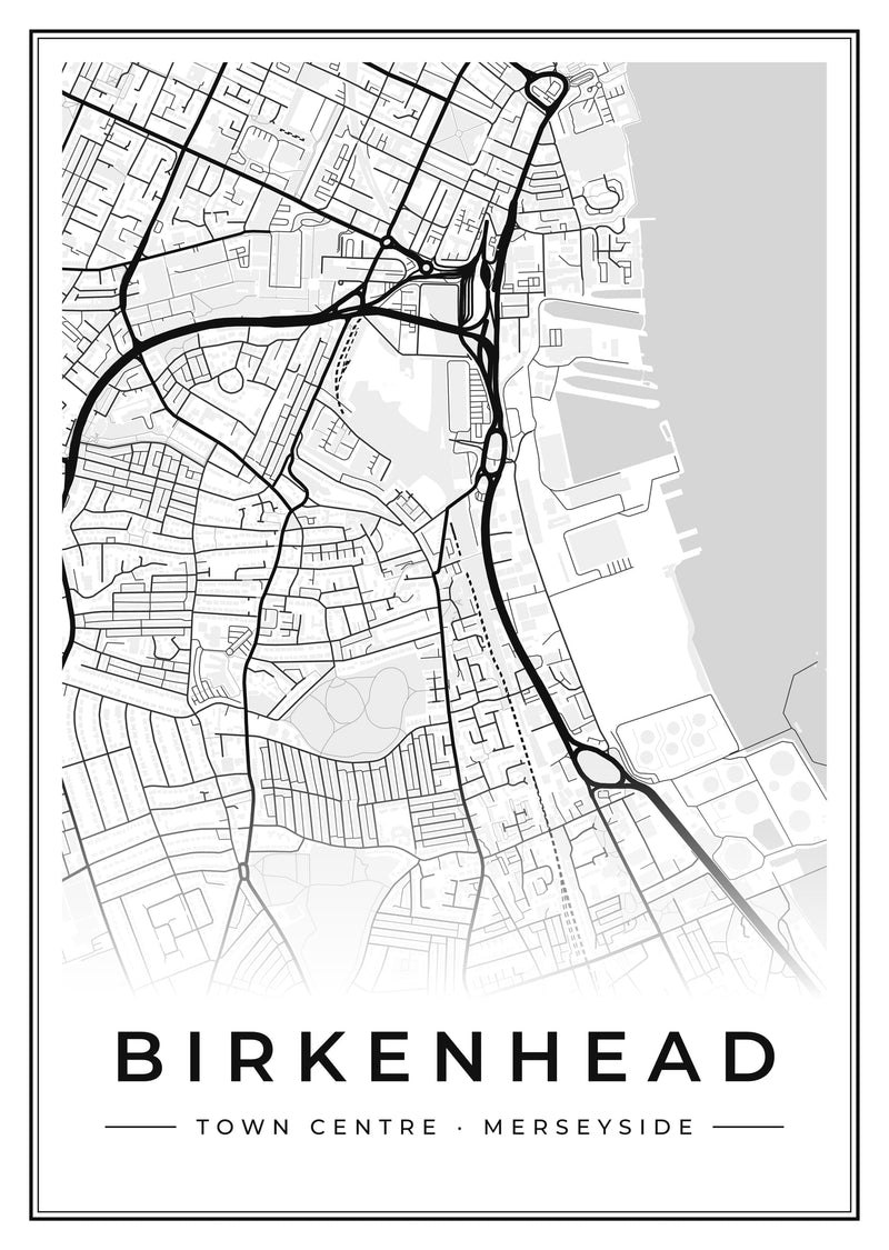 Birkenhead Town Centre Street Map Poster