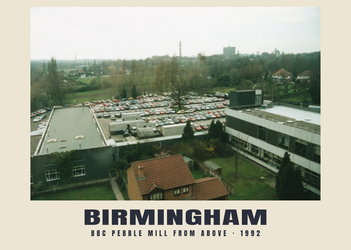 BBC Pebble Mill from above, Birmingham, 1992 heritage photograph