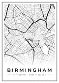 Street map poster of Birmingham city centre, West Midlands