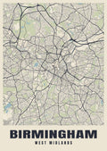 Street map poster of Birmingham, West Midlands
