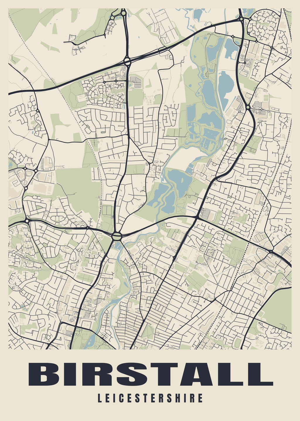 Street map poster of Birstall, Leicestershire