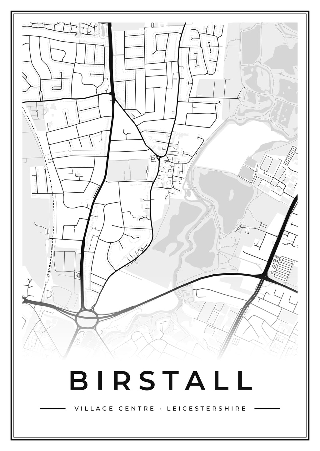 Street map poster of Birstall village centre, Leicestershire