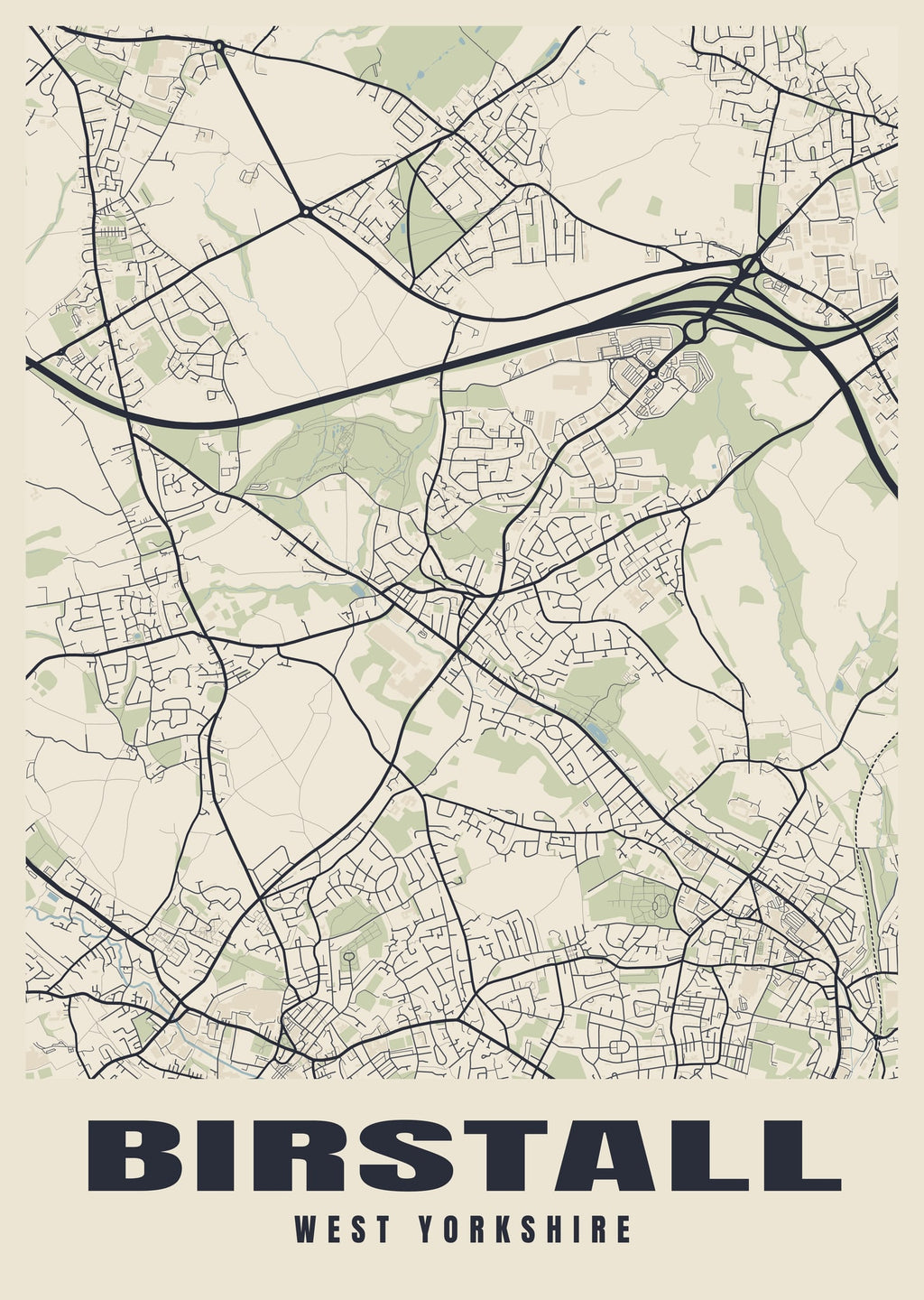 Street map poster of Birstall, West Yorkshire