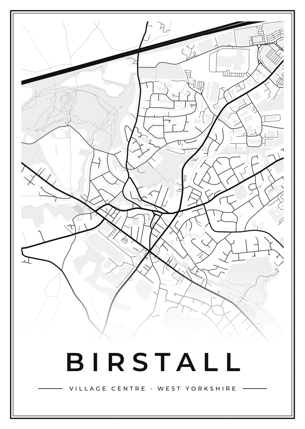 Street map poster of Birstall village centre, West Yorkshire