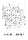 Street map poster of Bishop's Cleeve village centre, Gloucestershire