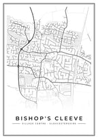 Street map poster of Bishop's Cleeve village centre, Gloucestershire