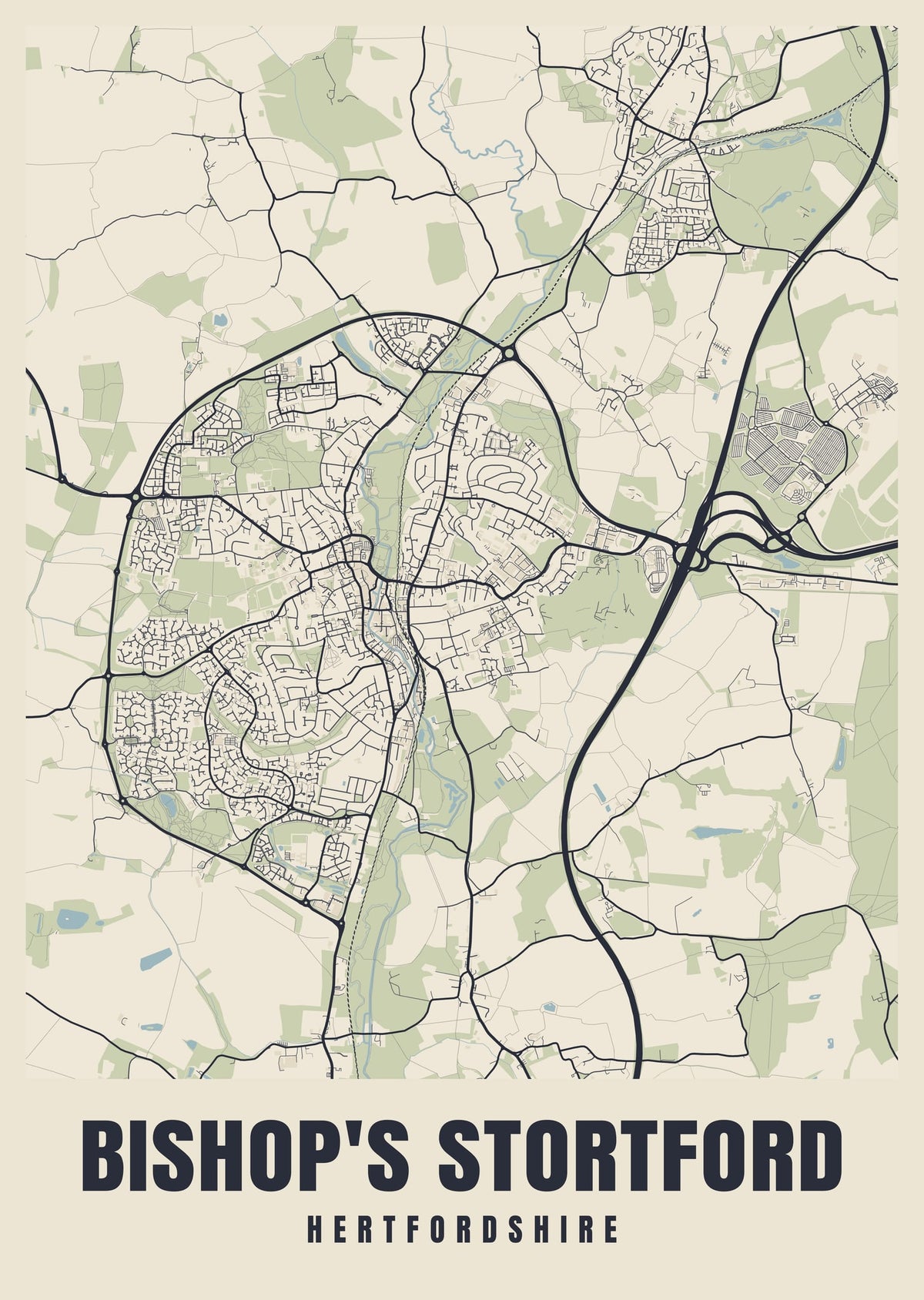Street map poster of Bishop's Stortford, Hertfordshire