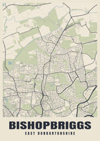 Street map poster of Bishopbriggs, East Dunbartonshire