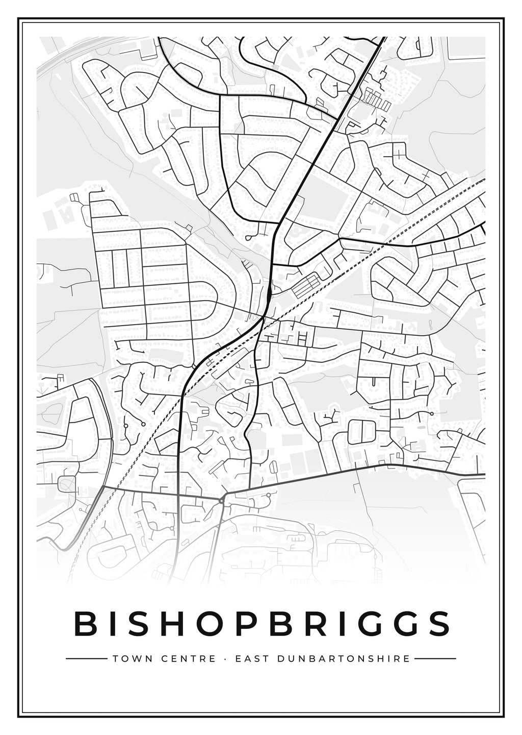 Street map poster of Bishopbriggs town centre, East Dunbartonshire