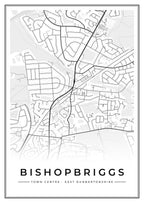 Street map poster of Bishopbriggs town centre, East Dunbartonshire