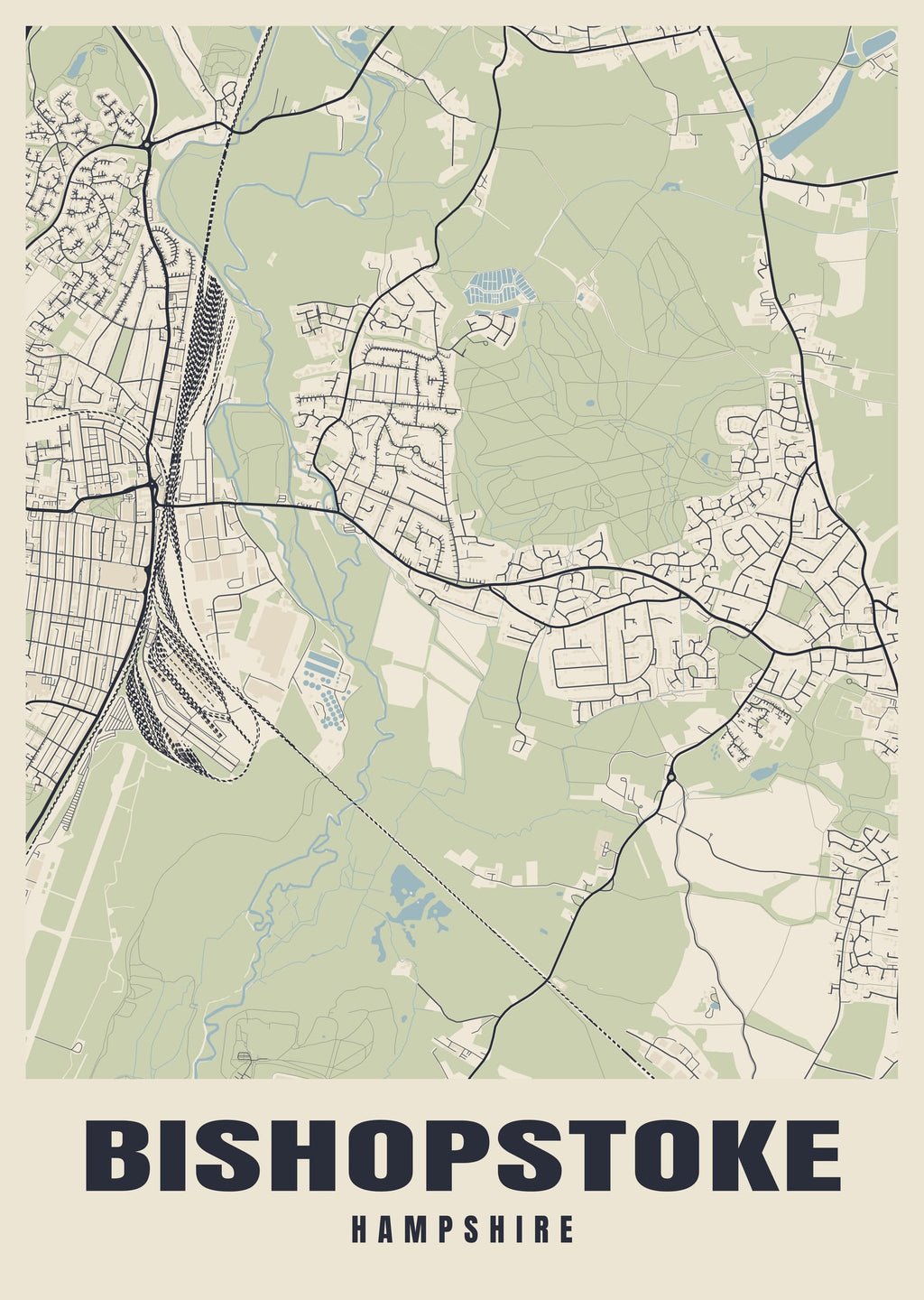 Street map poster of Bishopstoke, Hampshire