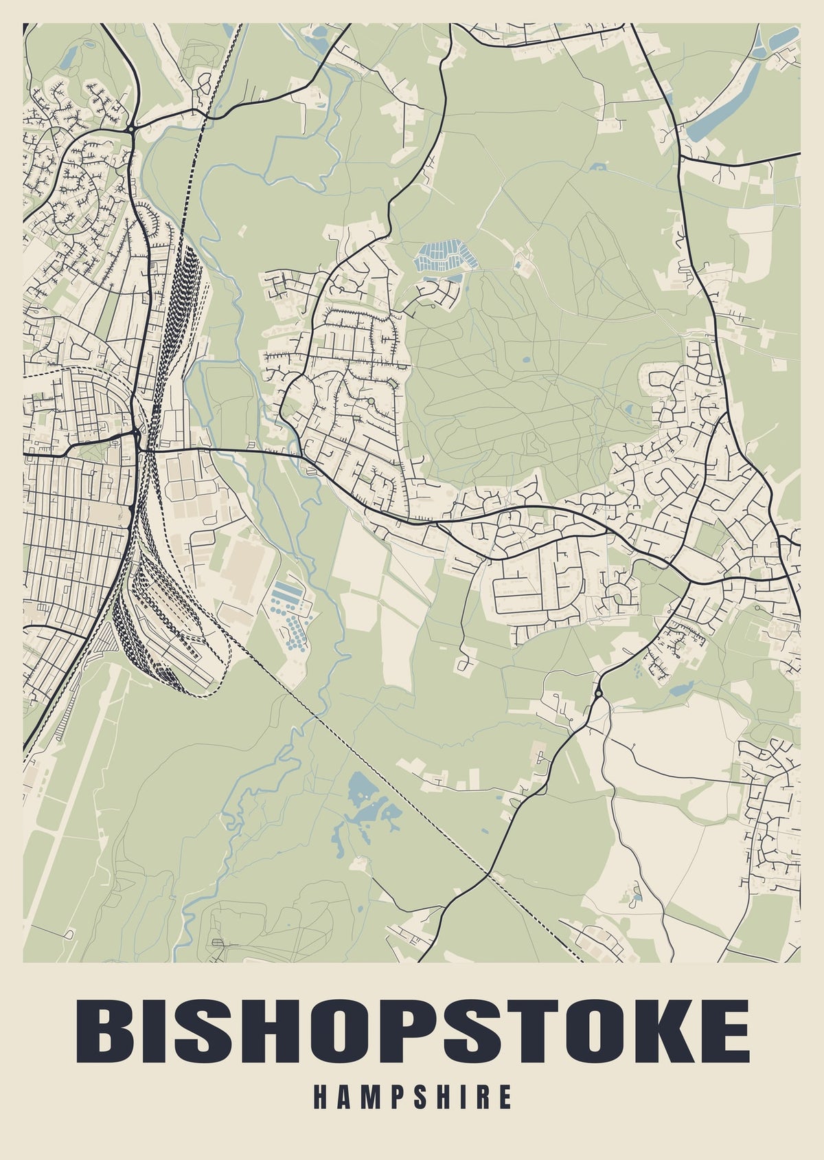 Street map poster of Bishopstoke, Hampshire