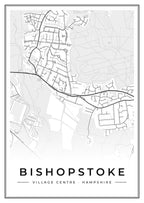 Street map poster of Bishopstoke village centre, Hampshire