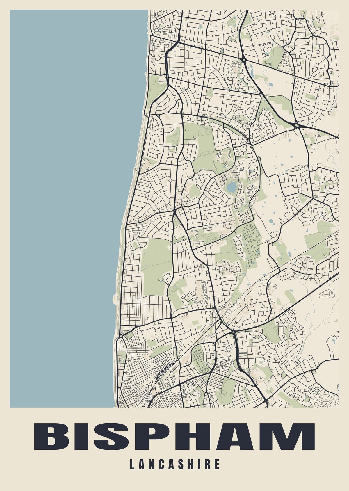 Street map poster of Bispham, Lancashire