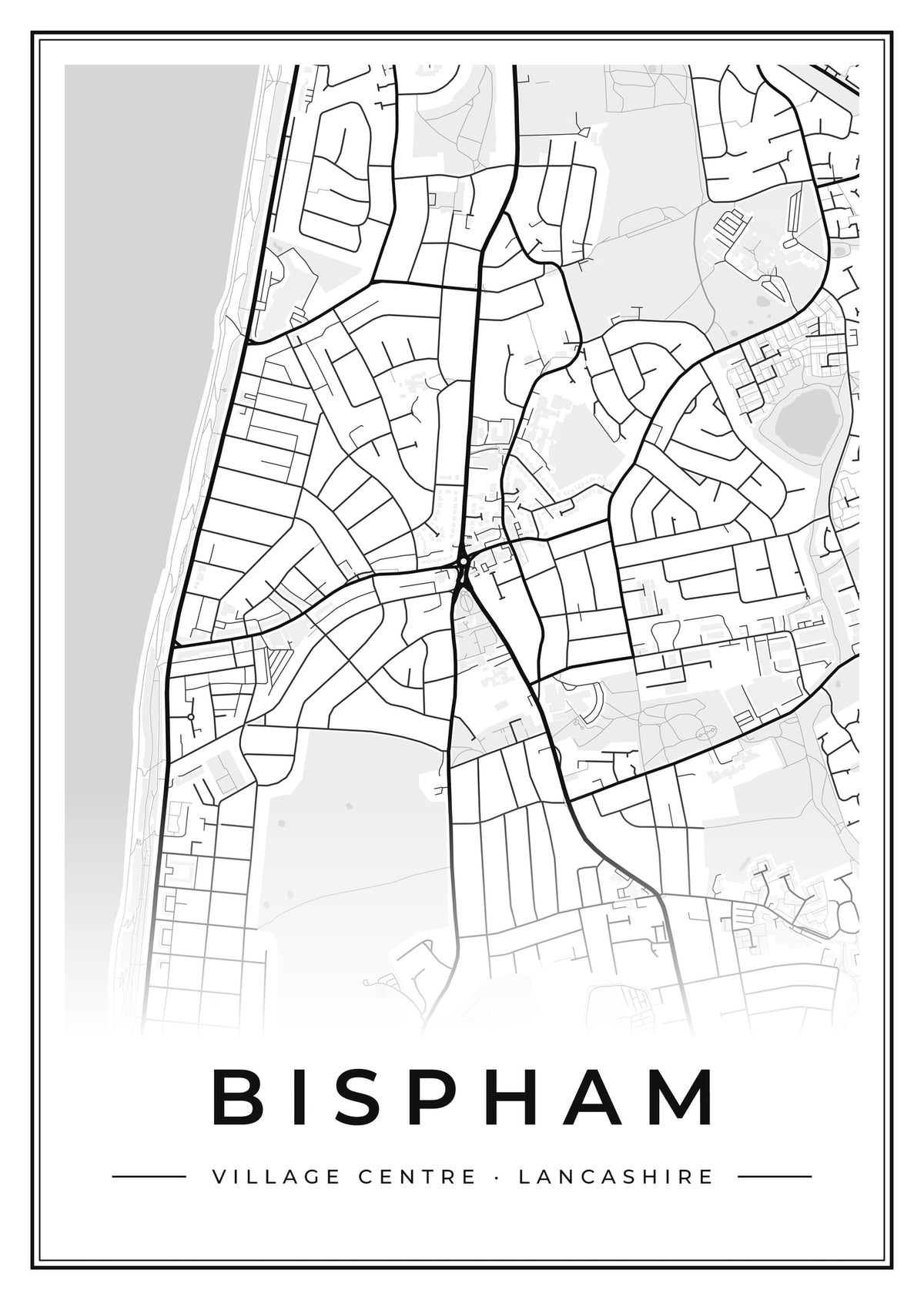 Street map poster of Bispham village centre, Lancashire