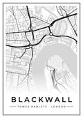 Street map poster of Blackwall, Tower Hamlets, London