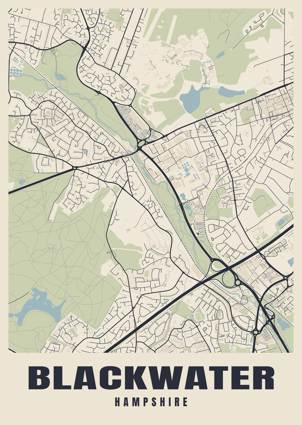 Street map poster of Blackwater, Hampshire