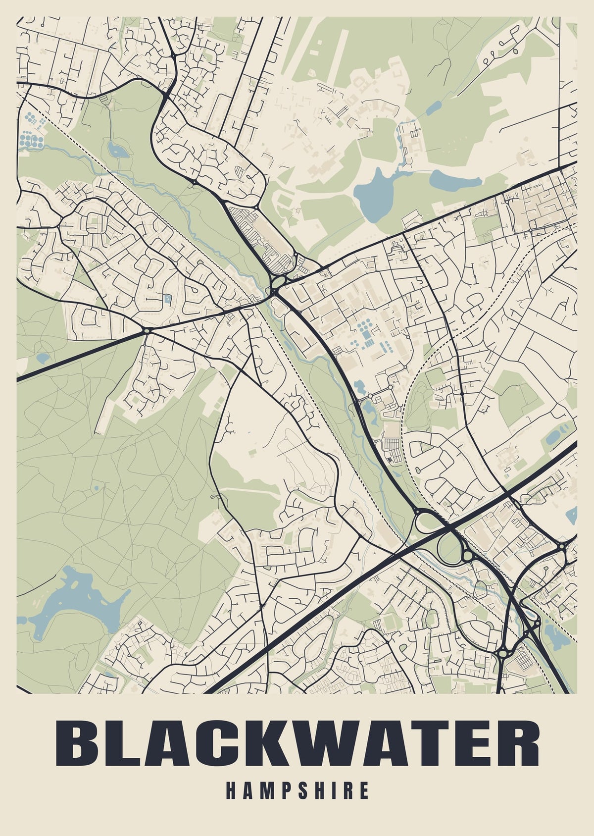 Street map poster of Blackwater, Hampshire