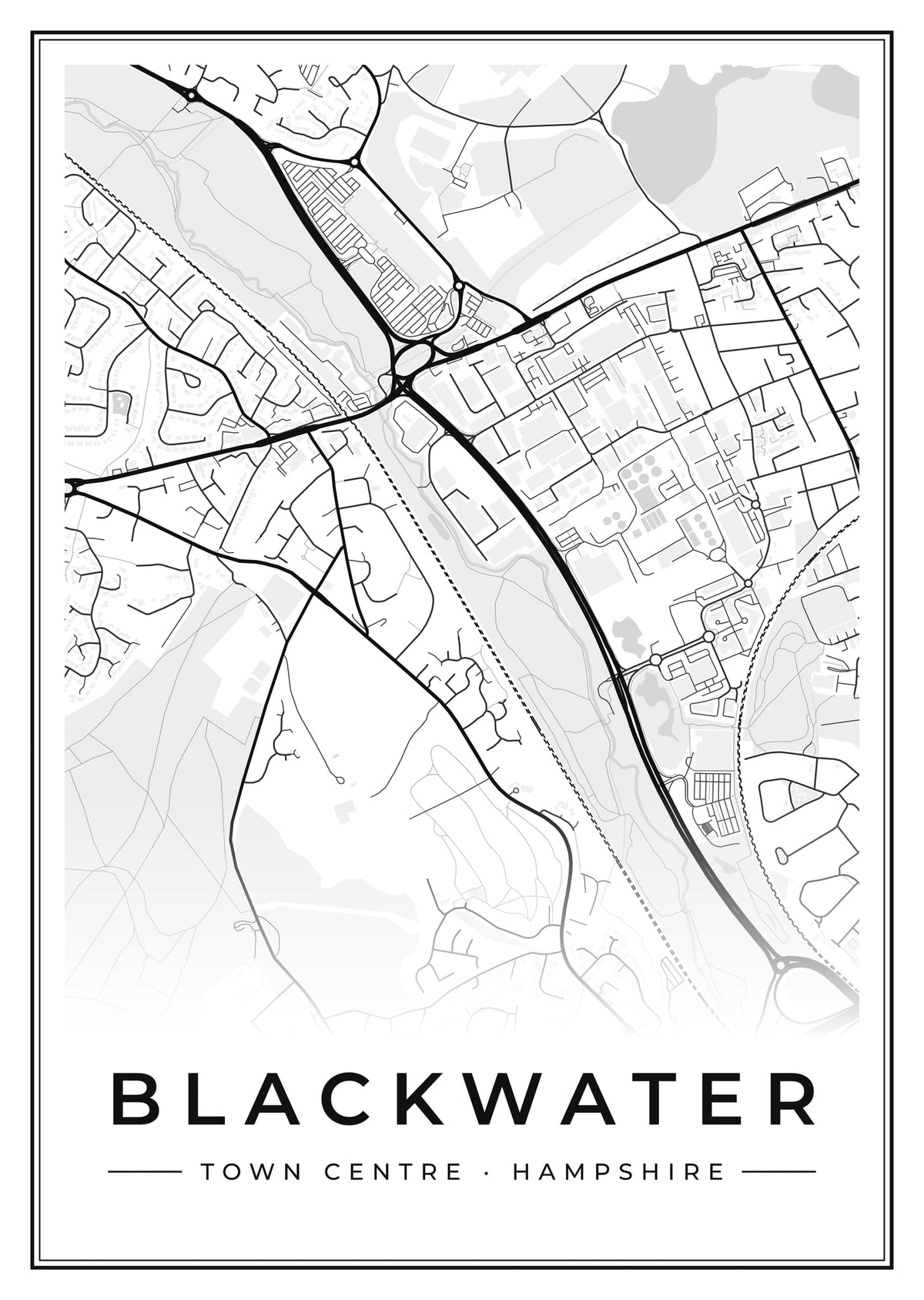 Street map poster of Blackwater town centre, Hampshire