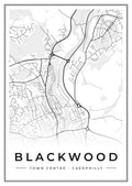 Street map poster of Blackwood town centre, Caerphilly