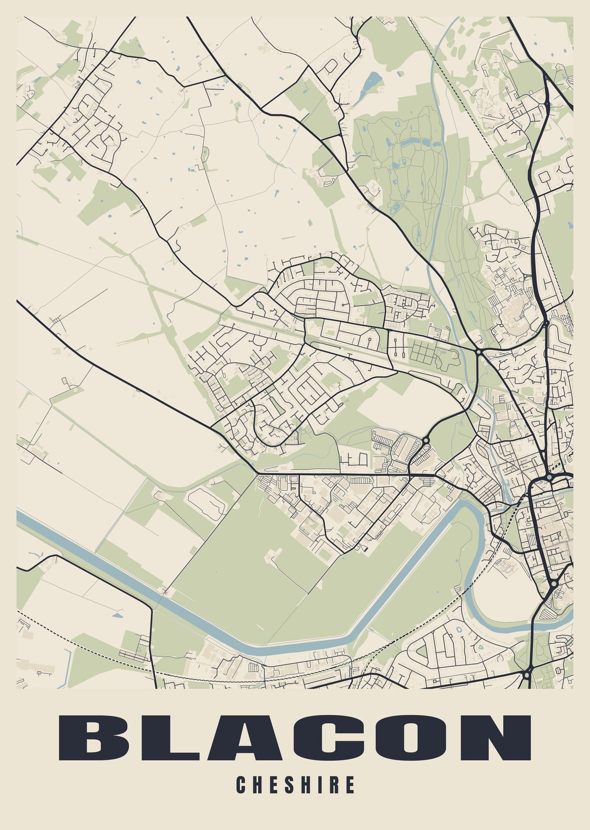 Street map poster of Blacon, Cheshire