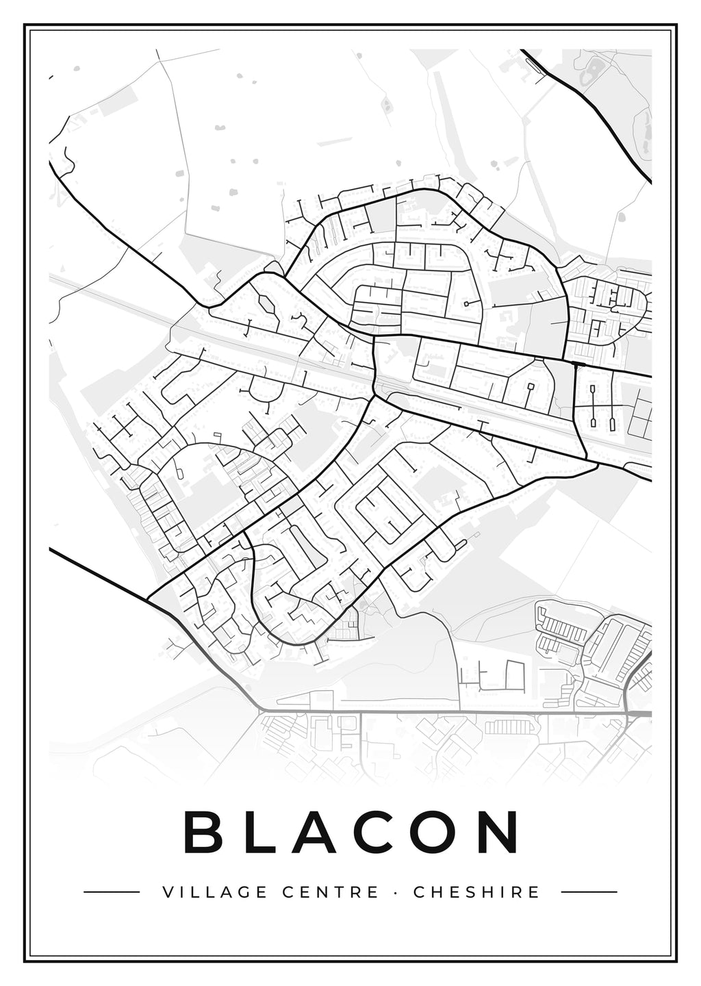 Street map poster of Blacon village centre, Cheshire