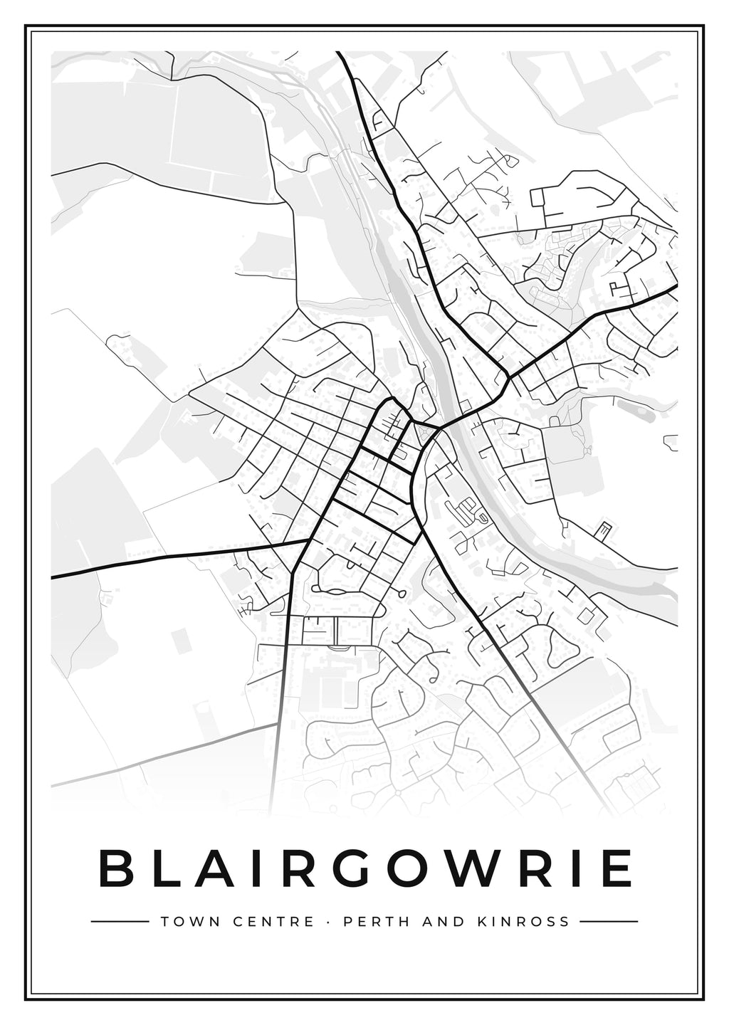 Street map poster of Blairgowrie town centre, Perth and Kinross