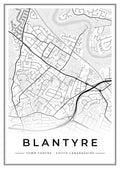 Street map poster of Blantyre town centre, South Lanarkshire