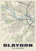 Street map poster of Blaydon, Tyne and Wear