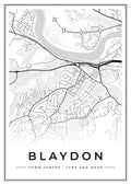 Street map poster of Blaydon town centre, Tyne and Wear