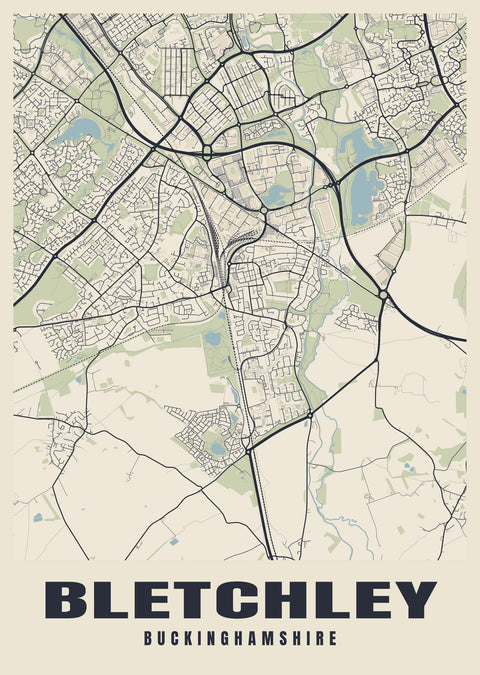 Bletchley Street Map Poster