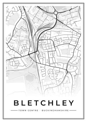 Bletchley Town Centre Street Map Poster