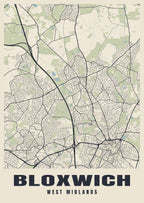 Street map poster of Bloxwich, West Midlands