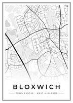 Street map poster of Bloxwich town centre, West Midlands