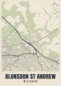 Street map poster of Blunsdon St Andrew, Wiltshire