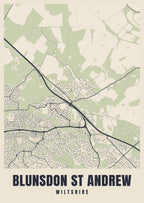 Street map poster of Blunsdon St Andrew, Wiltshire