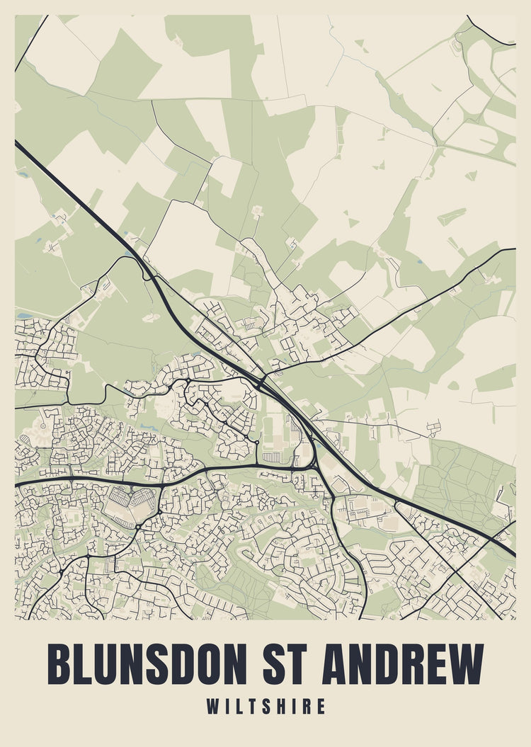 Blunsdon St Andrew Street Map Poster
