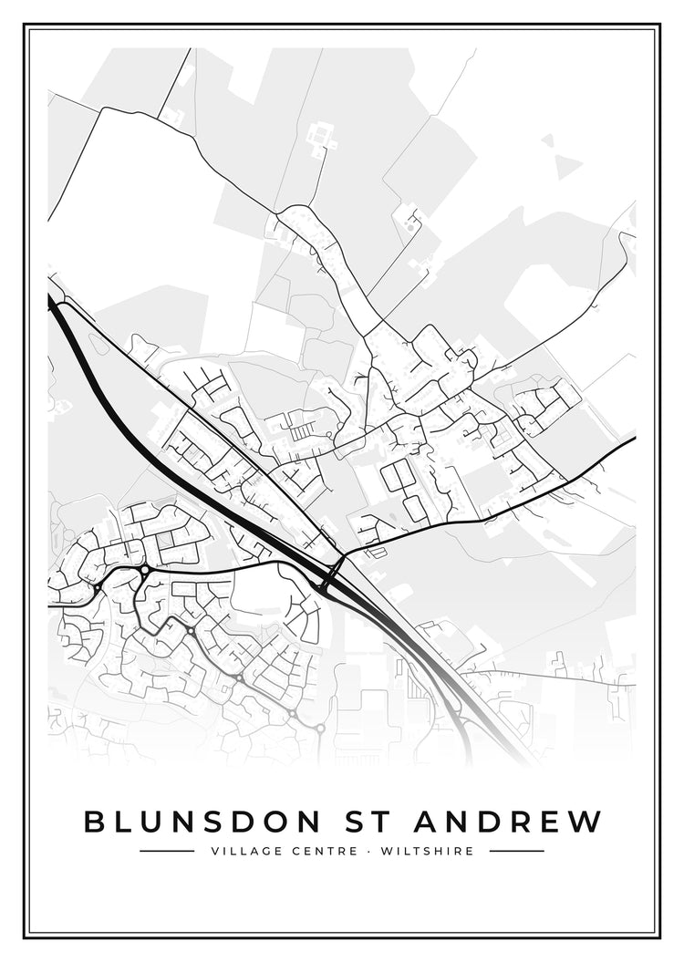 Blunsdon St Andrew Village Centre Street Map Poster