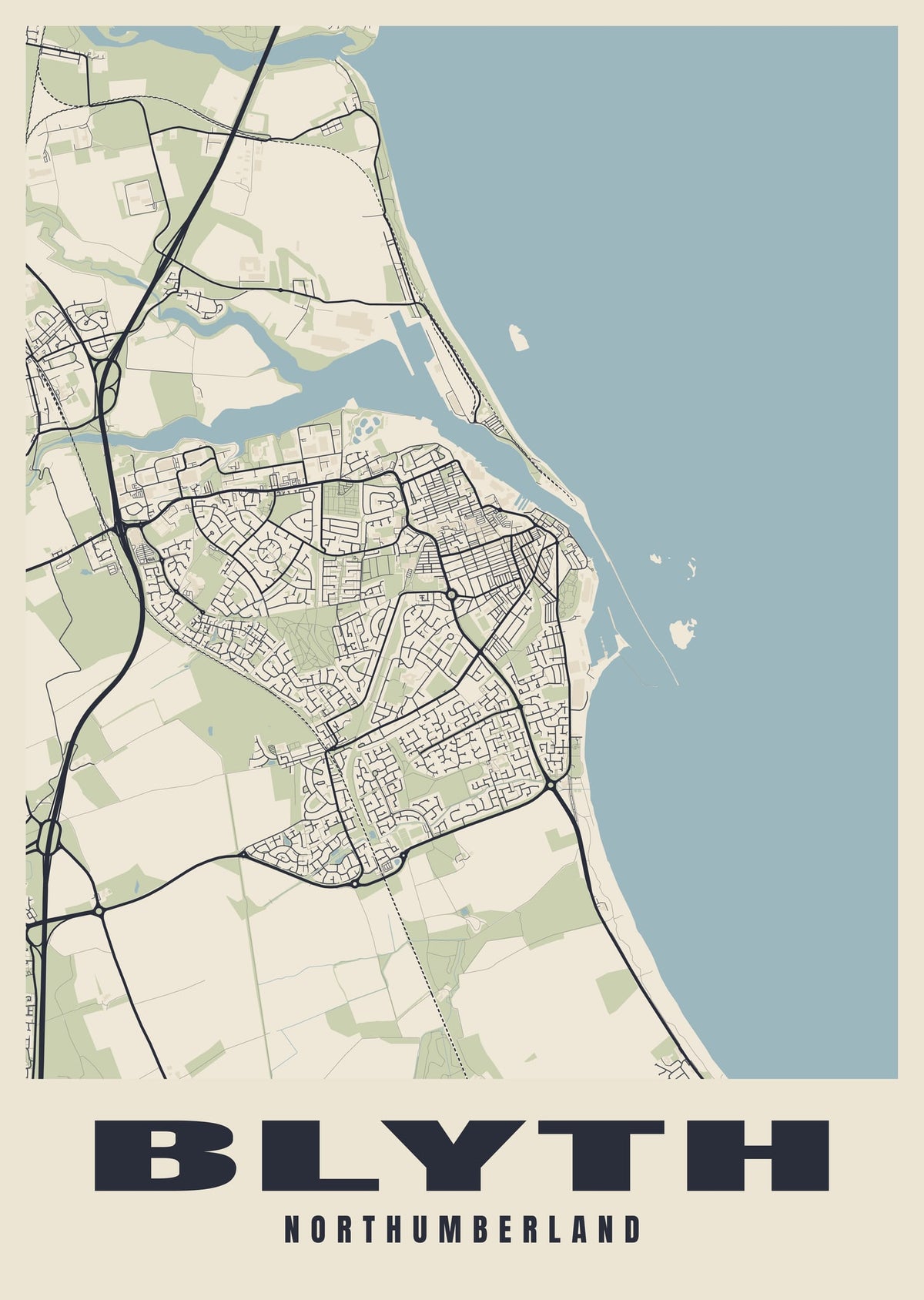 Street map poster of Blyth, Northumberland