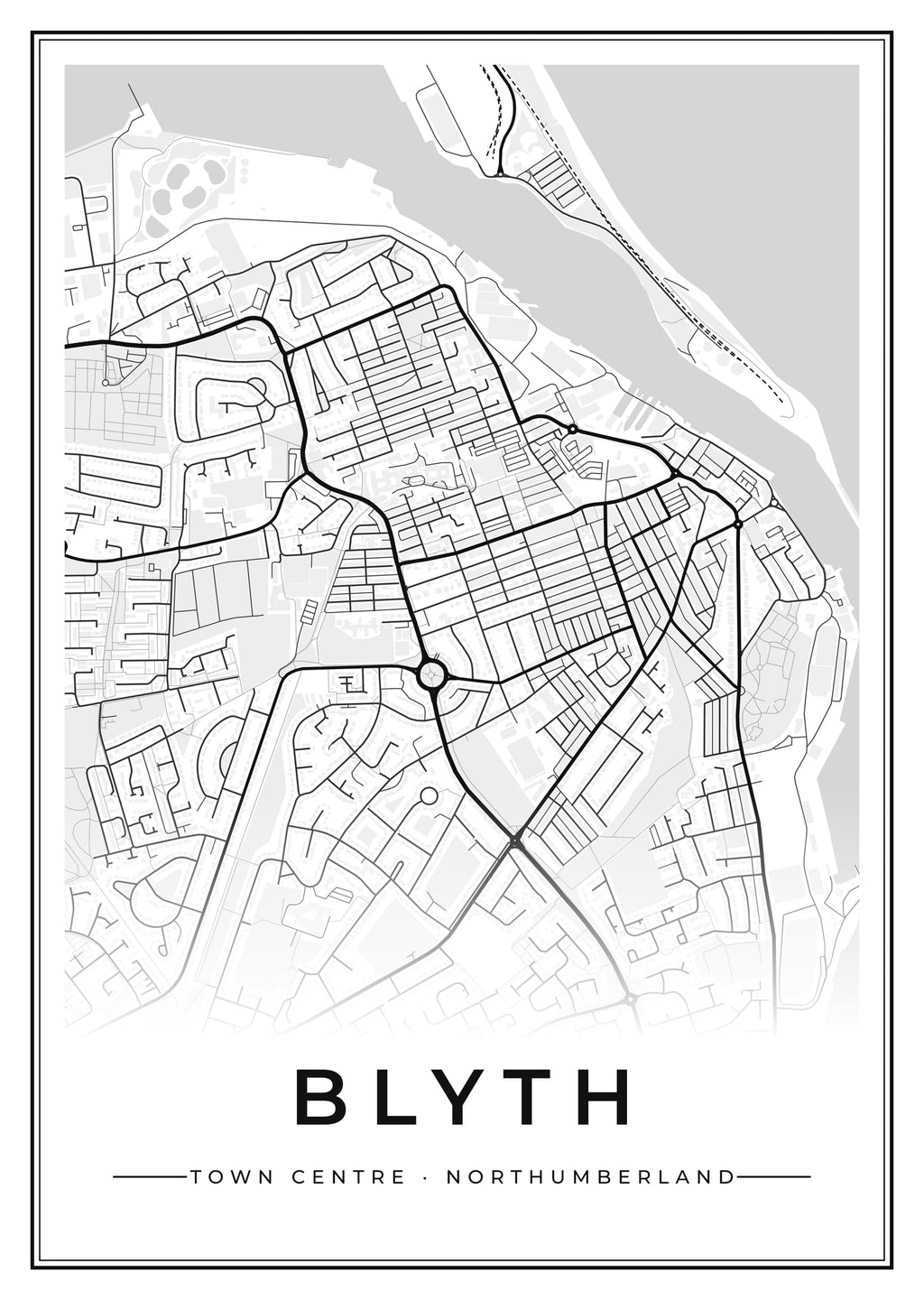 Street map poster of Blyth town centre, Northumberland