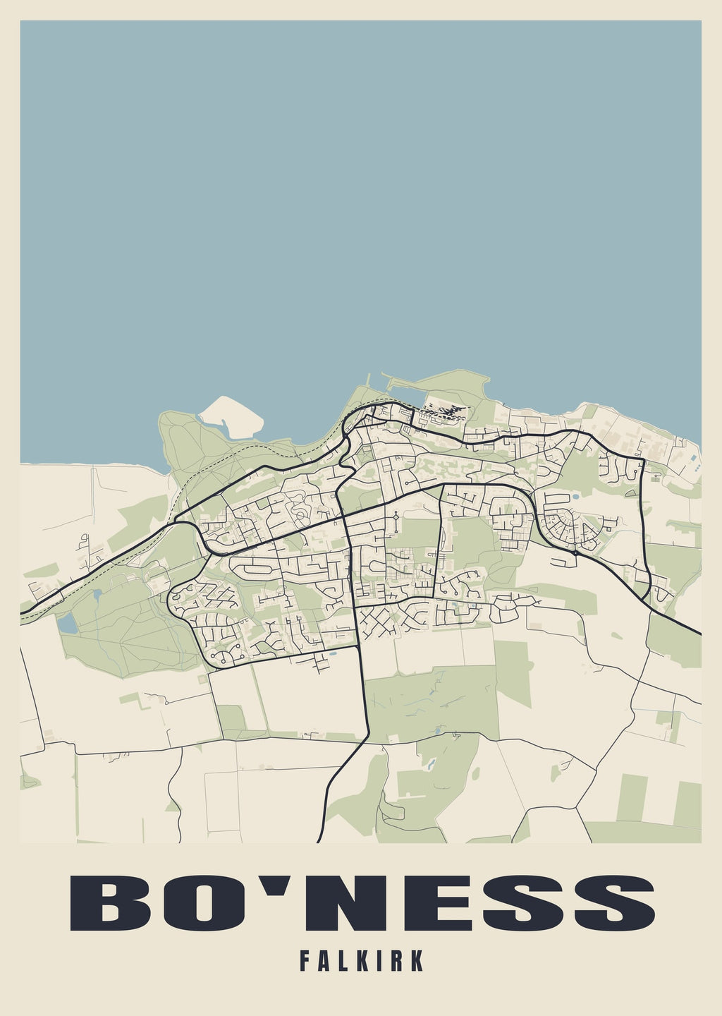 Street map poster of Bo'ness, Falkirk