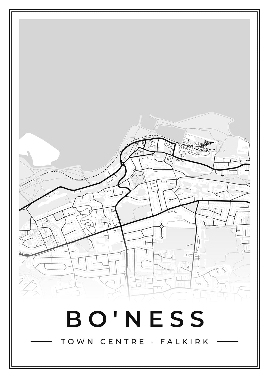 Street map poster of Bo'ness town centre, Falkirk