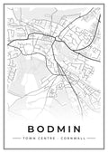 Street map poster of Bodmin town centre, Cornwall