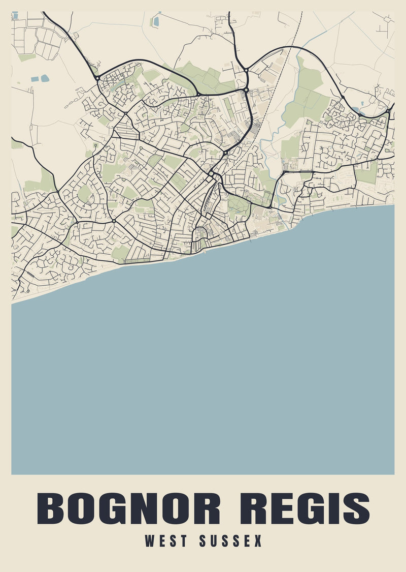 Bognor Regis Street Map Poster