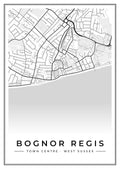 Street map poster of Bognor Regis town centre, West Sussex