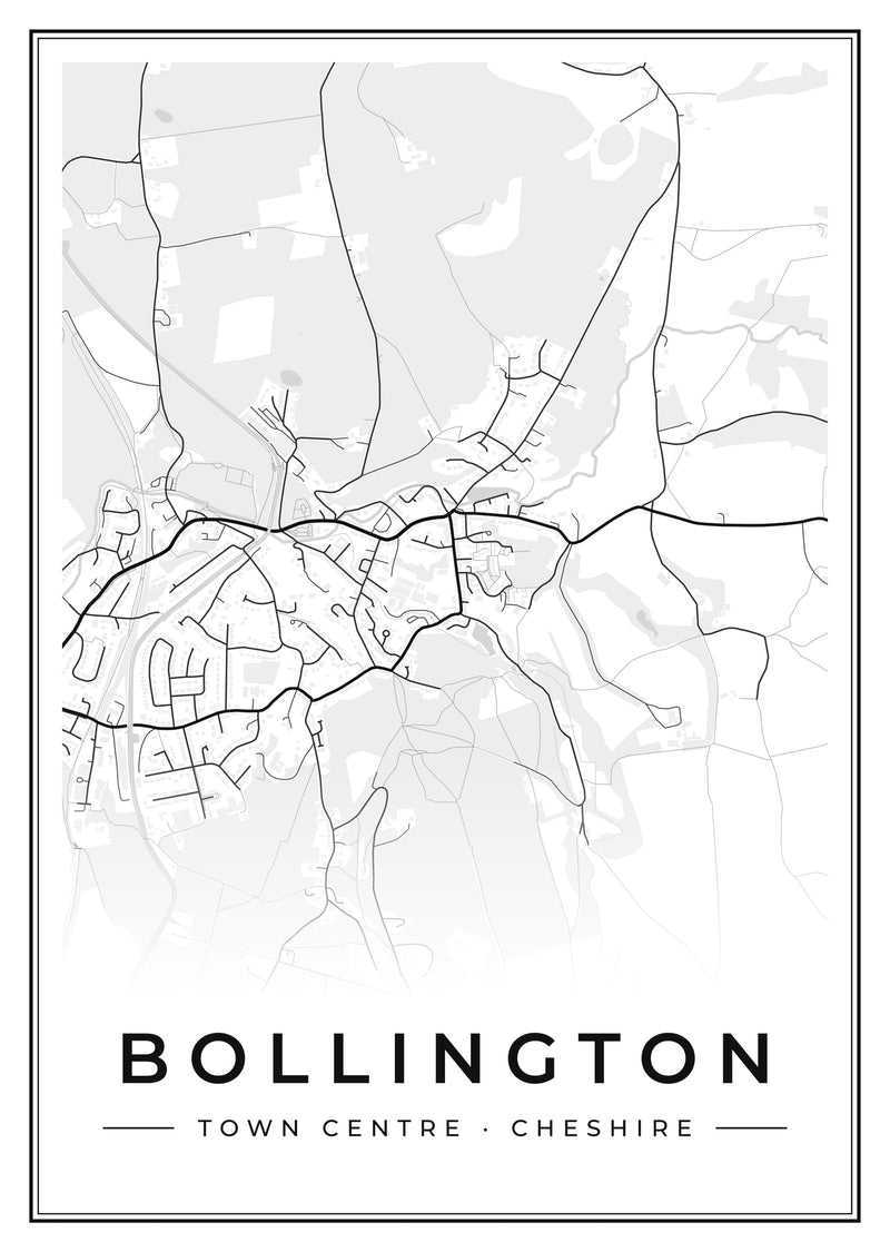 Bollington Town Centre Street Map Poster