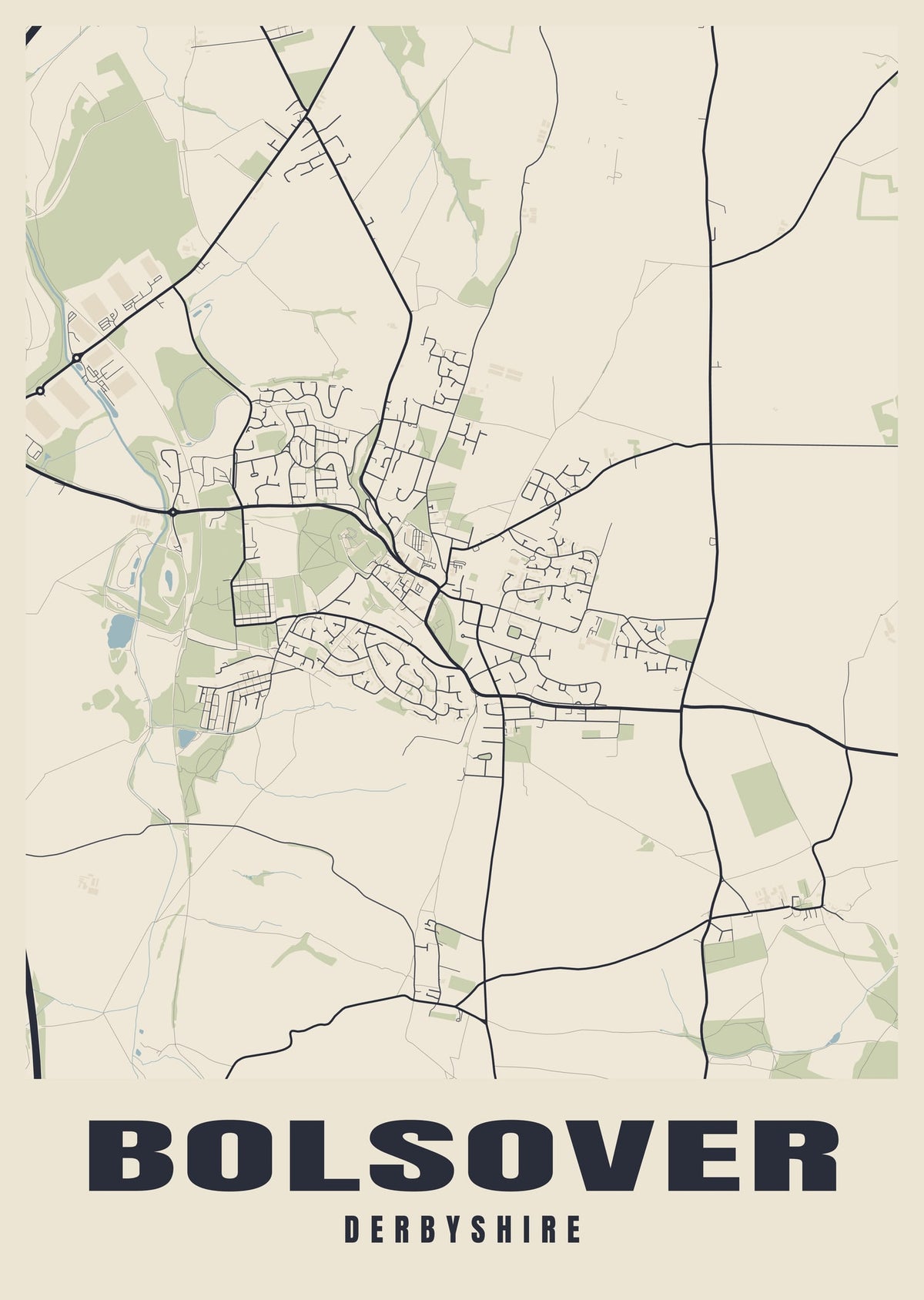 Street map poster of Bolsover, Derbyshire