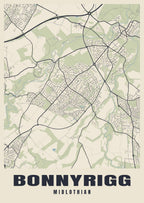 Street map poster of Bonnyrigg, Midlothian