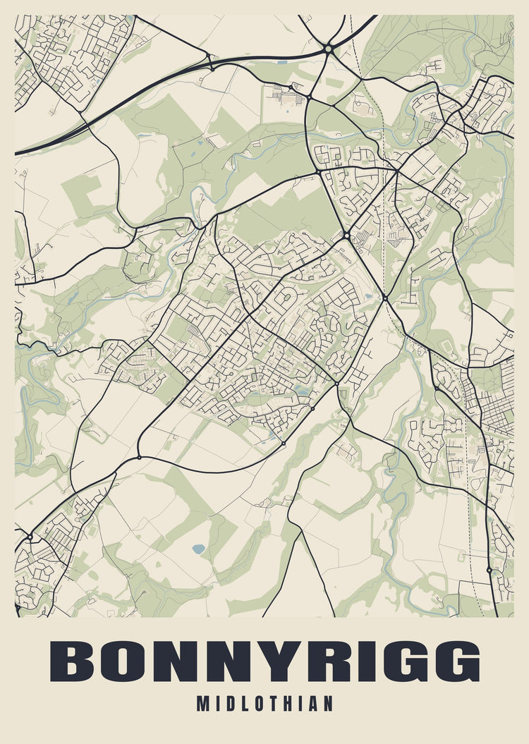 Bonnyrigg Street Map Poster