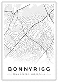 Street map poster of Bonnyrigg town centre, Midlothian